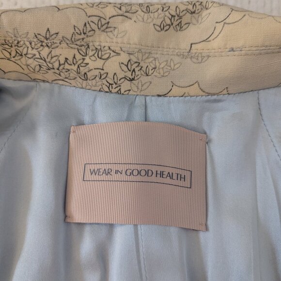 Cream and Blue Silk and Linen Toile Jacket by Wear in Good Health - Picture 7 of 10